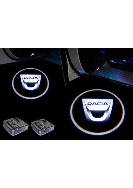 Dacia Araçlar Için Pilli Yapıştırmalı Kapı Altı LED Logo Kutu Içeriği 2 Adet