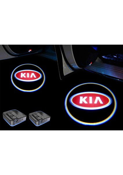Kia Araçlar Için Pilli Yapıştırmalı Kapı Altı LED Hayalet Logo Kutu Içeriği 2 Adet