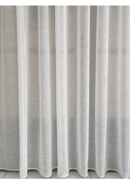 Lüks Keten Görünümlü Tül Perde Pilesiz Etek Kurşunlu Krem Rengi. EN:400-BOY:240 fiyatları