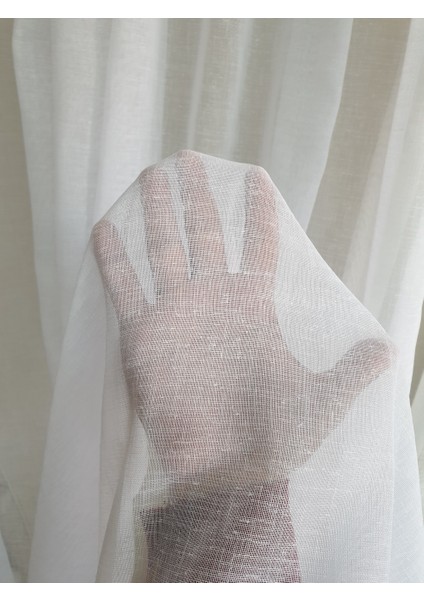 Lüks Keten Görünümlü Tül Perde Pilesiz Etek Kurşunlu Krem Rengi. EN:400-BOY:240 indirimleri