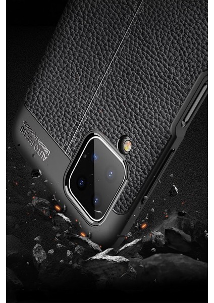 Samsung Galaxy A72 Kılıf Focus Derili Silikon - Lacivert modelleri