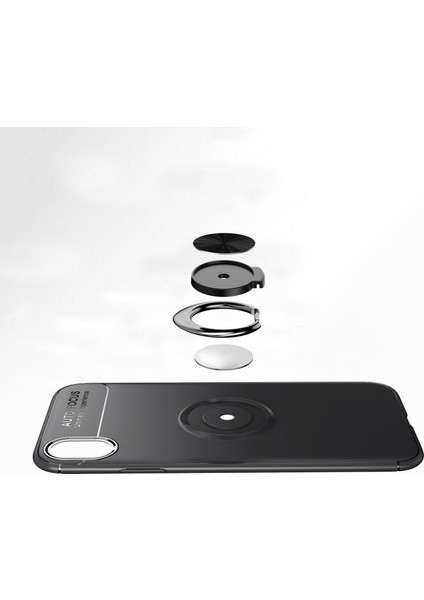 Samsung Galaxy A01 Core Kılıf Yüzüklü Silikon Range - Siyah-Mavi