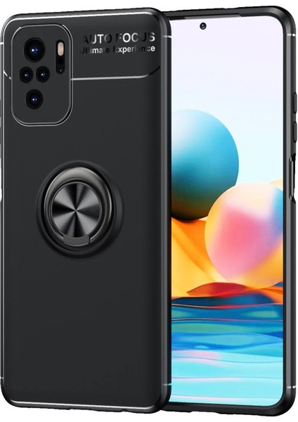 Dtech Xiaomi Redmi Note 10 Kılıf Yüzüklü Silikon Range - Siyah