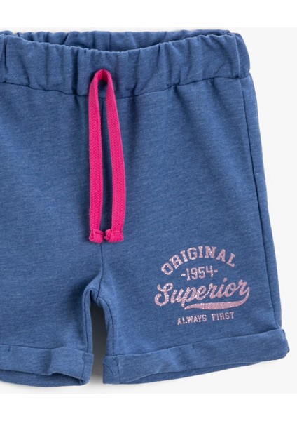 Kız Çocuk Belden Bağlamalı Şort Yazılı Pamuklu modelleri