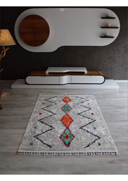 Arte Halı Dekoratif Örgü Saçaklı Salon Halısı Makinada Yıkanabilir Kaymaz Taban Kilim Koridor Yolluk