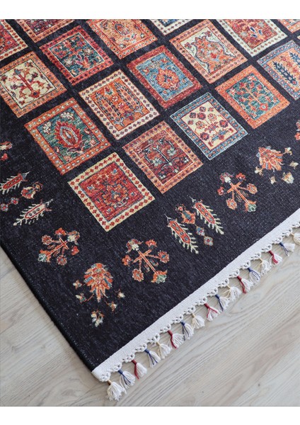 Arte Halı Dekoratif Örgü Saçaklı Salon Halısı Makinada Yıkanabilir Kaymaz Taban Kilim Koridor Yolluk