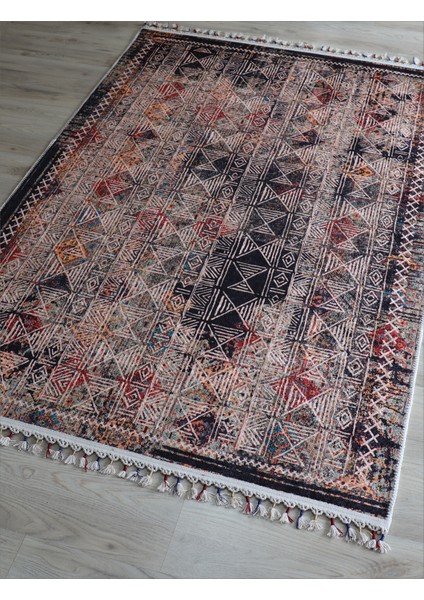 Arte Halı Dekoratif Örgü Saçaklı Salon Halısı Makinada Yıkanabilir Kaymaz Taban Kilim Koridor Yolluk