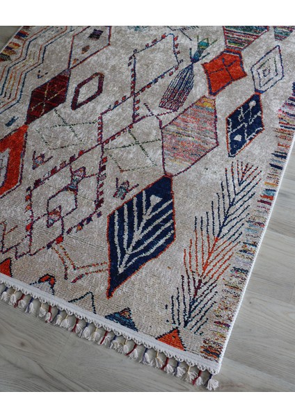 Arte Halı Dekoratif Örgü Saçaklı Salon Halısı Makinada Yıkanabilir Kaymaz Taban Kilim Koridor Yolluk