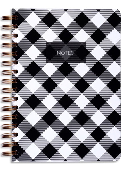 Matt Notebook A5 Spiralli Çizgili Tarihsiz Not Defteri Ekose 15 x 21 cm