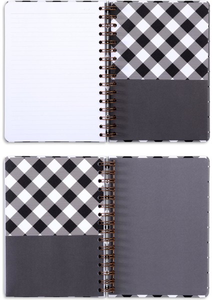 Matt Notebook A5 Spiralli Çizgili Tarihsiz Not Defteri Ekose 15 x 21 cm