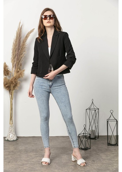 Kadın Açık Kar Yüksek Bel Cepli Kar Yıkama Dar Paça Kot Pantolon fiyatları