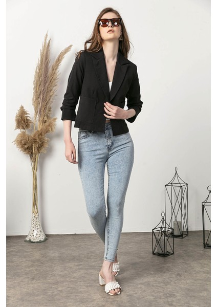 Kadın Açık Kar Yüksek Bel Cepli Kar Yıkama Dar Paça Kot Pantolon modelleri