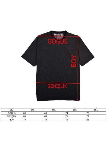 %100 Pamuk Büyük Beden Sıfır Yaka T-shirt
