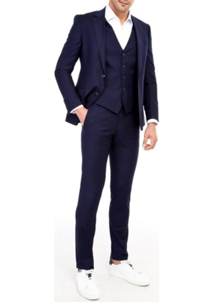 Erkek Takım Elbise Çift Yırtmaç Yelekli Silim Fit BGL-ST01244