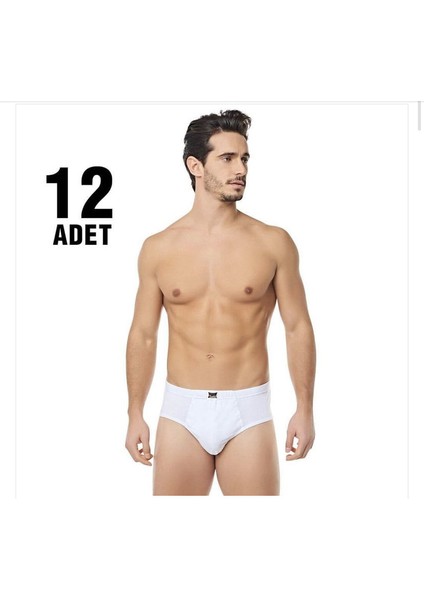 Tutku Beyaz Erkek Kom Slip 12 Li Kilot