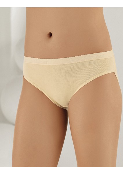 Kadın Krem Yazılı Ribana Külot MB037