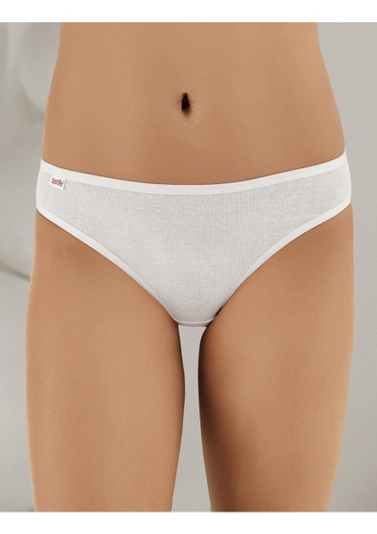 Lastik Biyeli Pantolon Ribana Külot Beyaz MB023