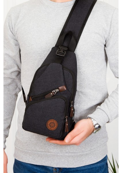 Unisex Kanvas USB Kulaklık Çıkışlı Çapraz Askılı Bel Omuz Çanta
