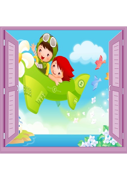 Çocuk Odası Bebek Odası Pencere Poster Duvar Kağıdı Pilot
