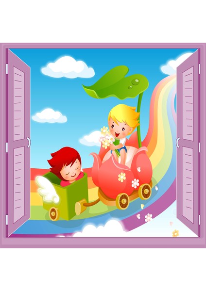 Çocuk Odası Bebek Odası Pencere Poster Duvar Kağıdı Araba