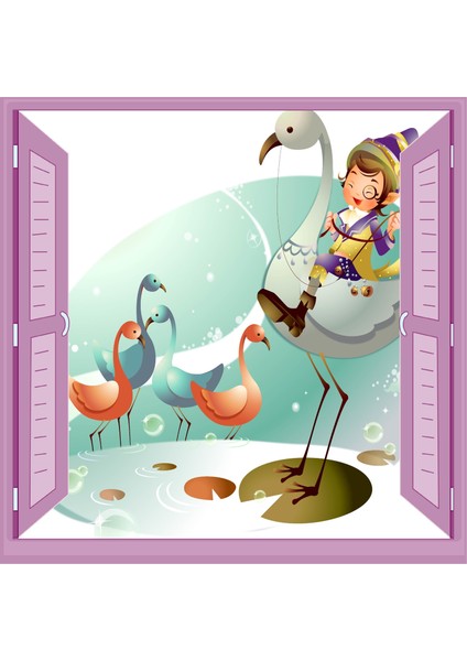 Çocuk Odası Bebek Odası Pencere Poster Duvar Kağıdı Kuşlar