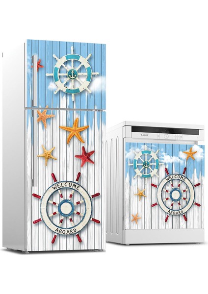 Buzdolabı ve Bulaşık Makinası Beyaz Eşya Sticker Kaplama Denizci Dümen