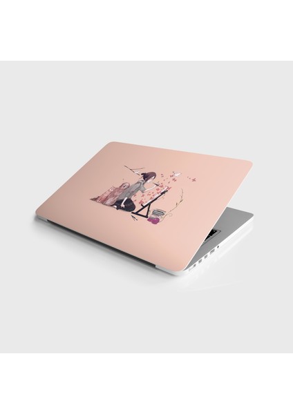 Laptop Sticker Notebook Pc Kaplama Etiketi Uçan Ressam Kız