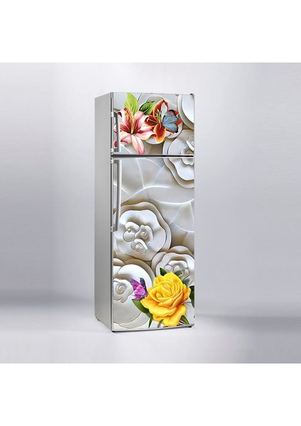 Buzdolabı Sticker Kaplama Dolap Kaplama Etiketi Gül ve Kelebekler