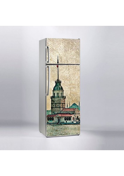 Buzdolabı Sticker Kaplama Dolap Kaplama Etiketi Kız Kulesi Vintage