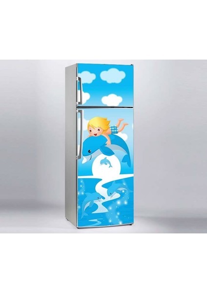 Buzdolabı Sticker Kaplama Dolap Kaplama Etiketi Çocuk Balık
