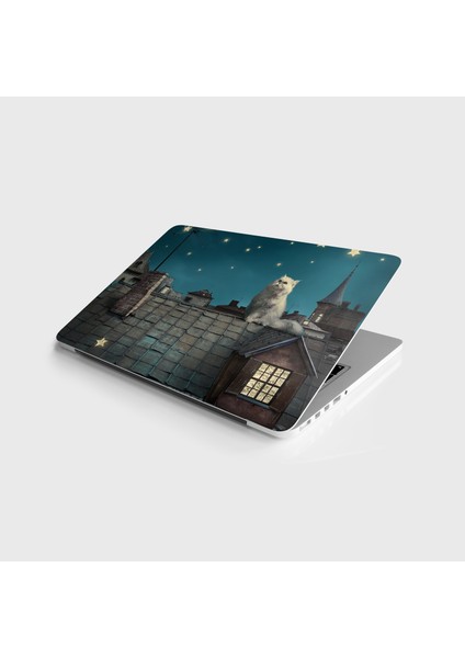 Laptop Sticker Notebook Pc Kaplama Etiketi Çatıda Kedi