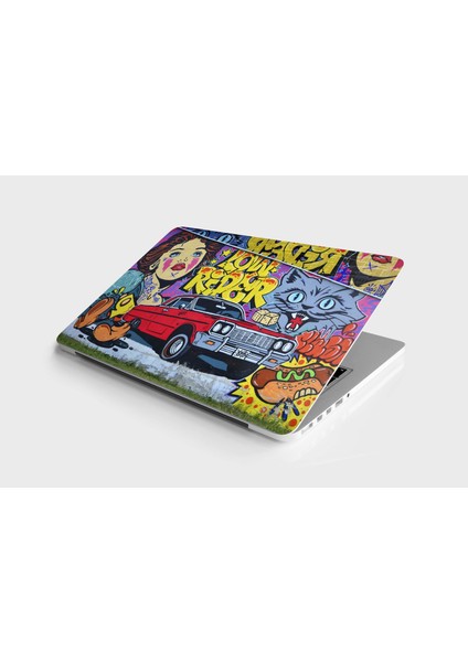 Laptop Sticker Notebook Pc Kaplama Etiketi Kırmızı Araba Graffiti