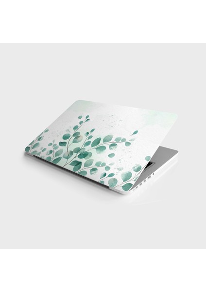 Laptop Sticker Notebook Pc Kaplama Etiketi Yeşil Çiçek