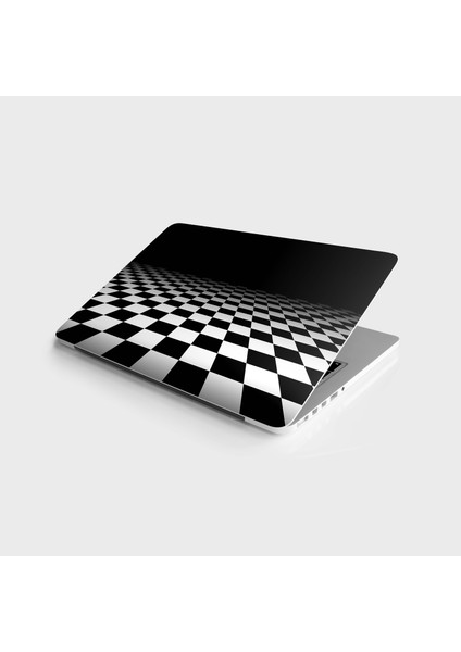 Laptop Sticker Notebook Pc Kaplama Etiketi 3D Siyah Beyaz Kare