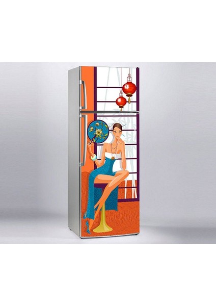 Buzdolabı Sticker Kaplama Dolap Kaplama Etiketi Japon Kadın
