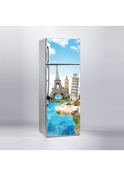 Buzdolabı Sticker Kaplama Dolap Kaplama Etiketi Dünyanın Simgeleri