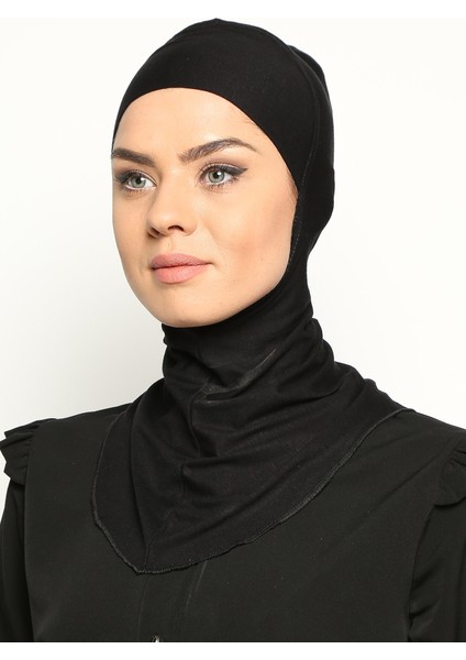 Boyunluklu Hijab Bone - Siyah - Ecardin