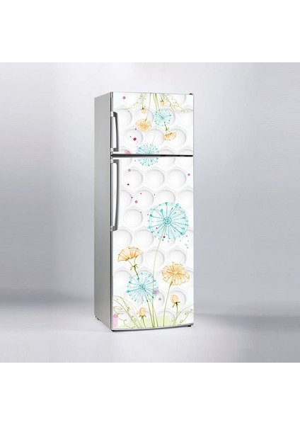 Buzdolabı Sticker Kaplama Dolap Kaplama Etiketi Beyaz Çiçekler