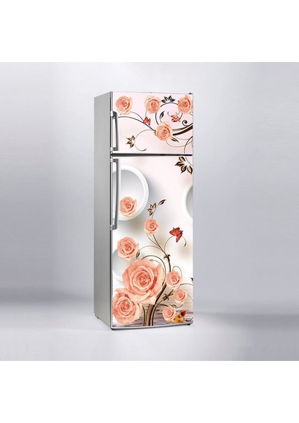 Buzdolabı Sticker Kaplama Dolap Kaplama Etiketi Pembe Çiçekler