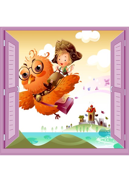 Çocuk Odası Bebek Odası Pencere Poster Duvar Kağıdı Kuş