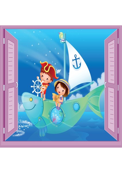 Çocuk Odası Bebek Odası Pencere Poster Duvar Kağıdı Kaptan