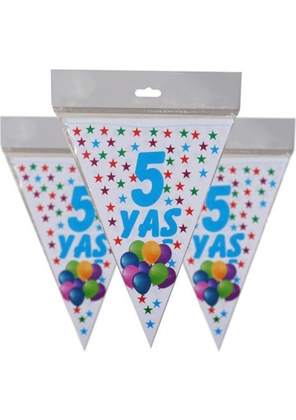 5 Yaş Yazılı Flama Mavi 10'lu