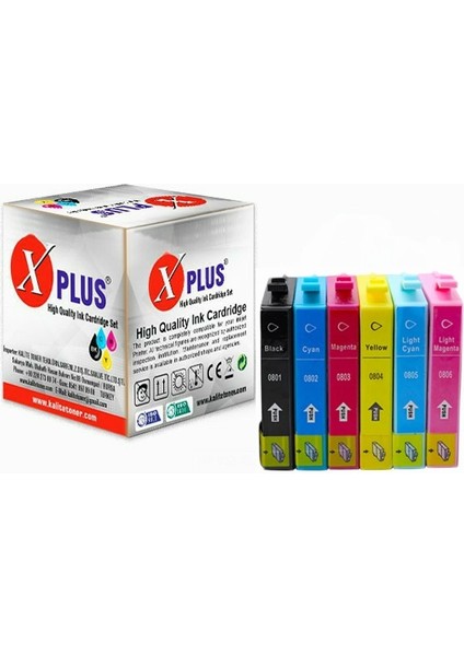 Xplus® Stylus Photo PX710W Uyumlu 6 Renk Muadil Kartuş Seti T0801-T0802-T0803-T0804-T0805-T0806