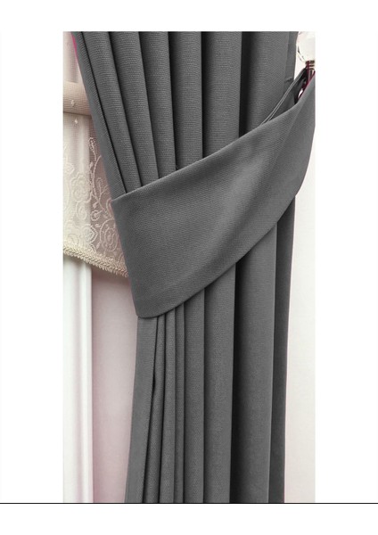 Koyu Gri Seyrek Pileli Fon Perde 50 x 250 cm fırsatları