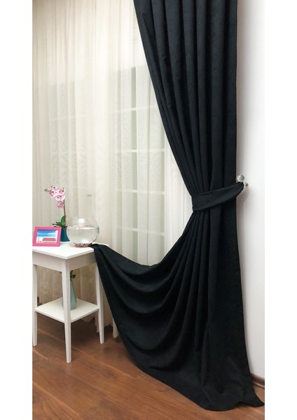 Siyah Normal Pileli Fon Perde 60 x 240 cm fiyatları
