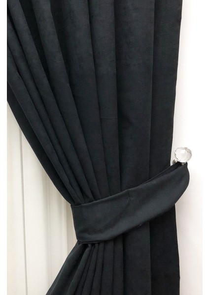 Siyah Normal Pileli Fon Perde 60 x 240 cm modelleri