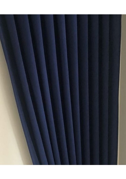 Lacivert Seyrek Pileli Fon Perde 50 x 250 cm