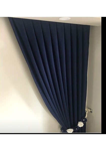 Lacivert Seyrek Pileli Fon Perde 50 x 250 cm fiyatları