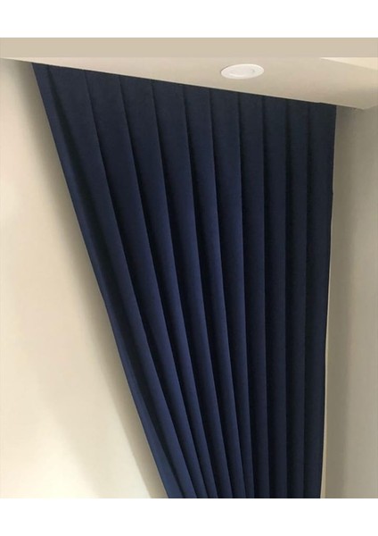 Lacivert Seyrek Pileli Fon Perde 50 x 250 cm modelleri