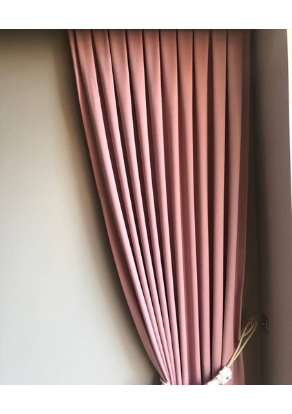 Pembe Sık Pileli Fon Perde 60 x 240 cm